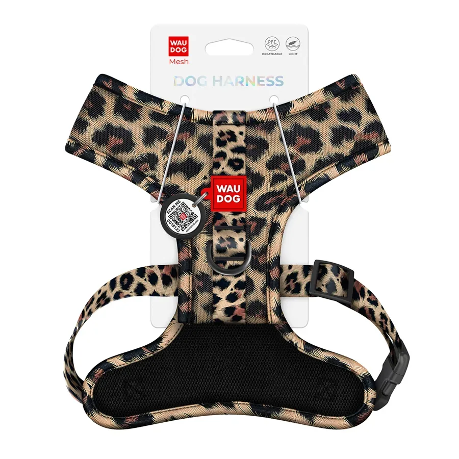 Шлея для собак дихаюча «Леопард», S WAUDOG Mesh Soft Harness Leopard