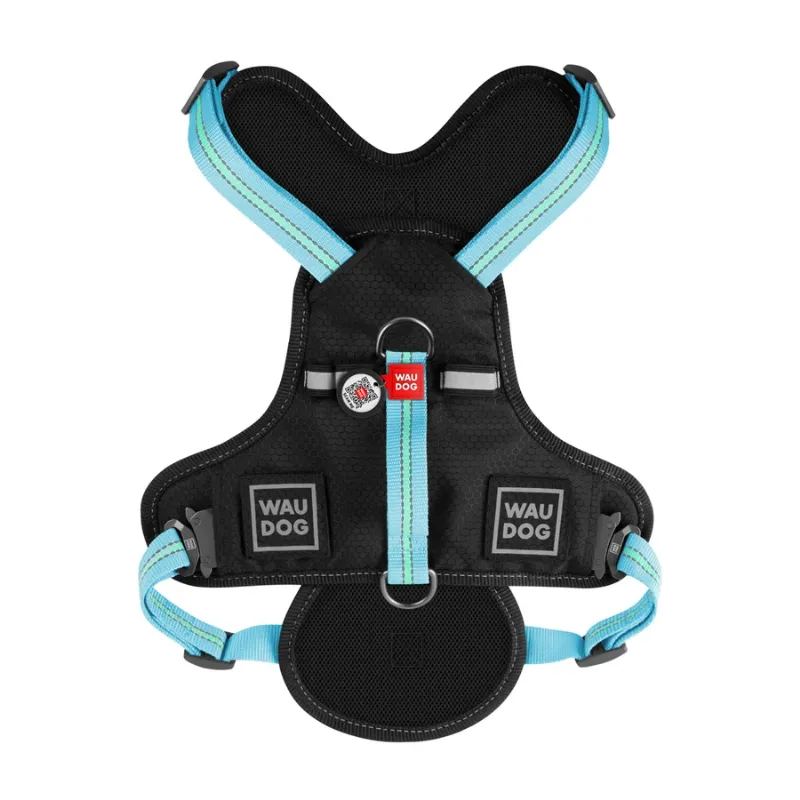 Шлея для собак безопасная, S, голубой WAUDOG Nylon Harness