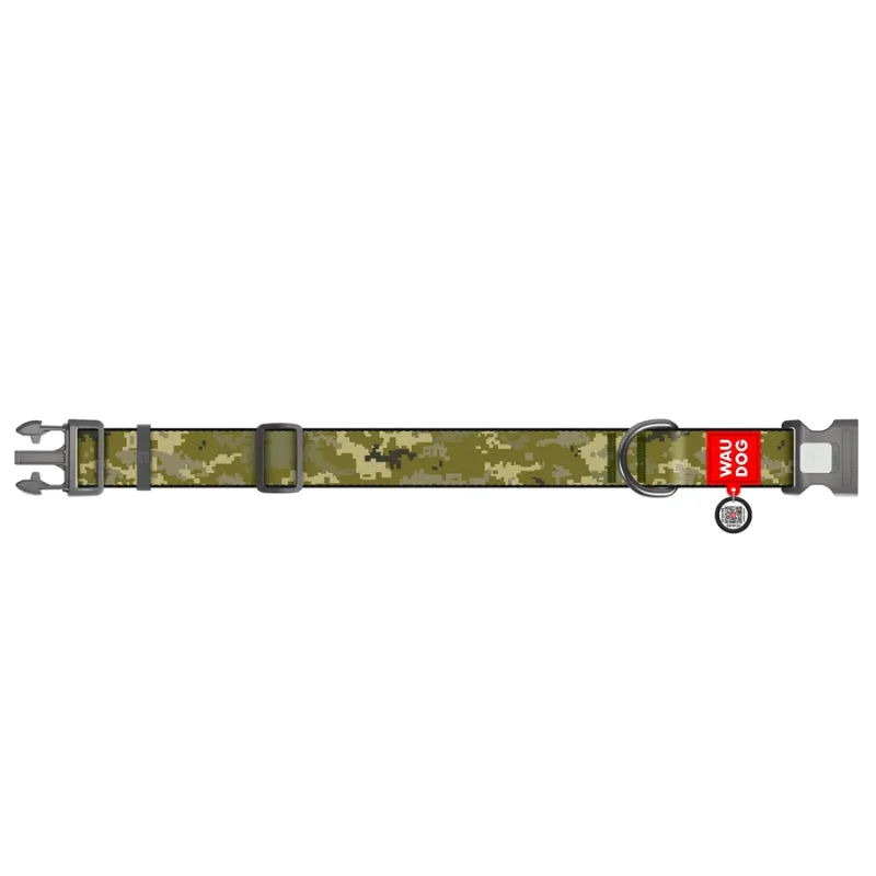 Нашийник для собак нейлоновий «Мілітарі», пластикова пряжка, XXL WAUDOG Nylon Collar Military