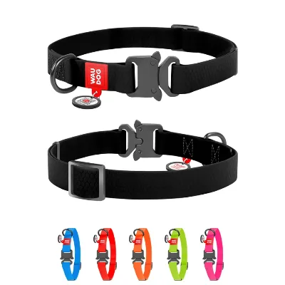 Ошейник для собак водостойкий, металлическая пряжка, L, черный WAUDOG Waterproof Collar