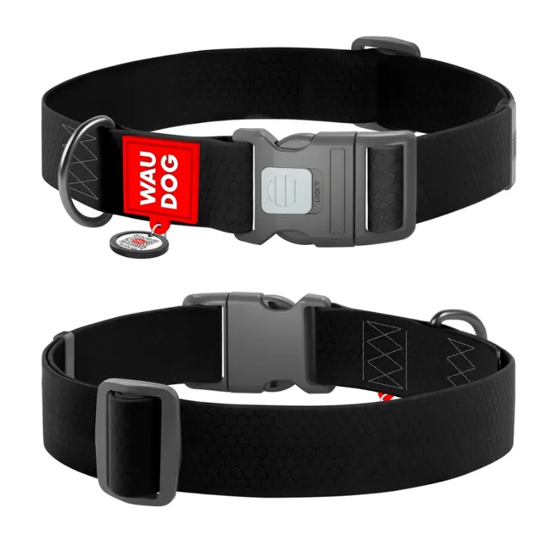 Нашийник для собак водостійкий, пластикова пряжка, XXL, чорний WAUDOG Waterproof Collar