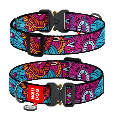 Нашийник для собак нейлоновий «Літо», металева пряжка, XXL WAUDOG Nylon Collar Summer