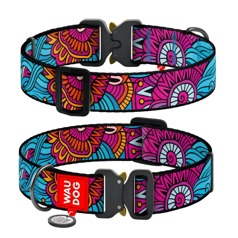 Ошейник для собак нейлоновый «Лето», металлическая пряжка, XXL WAUDOG Nylon Collar Summer