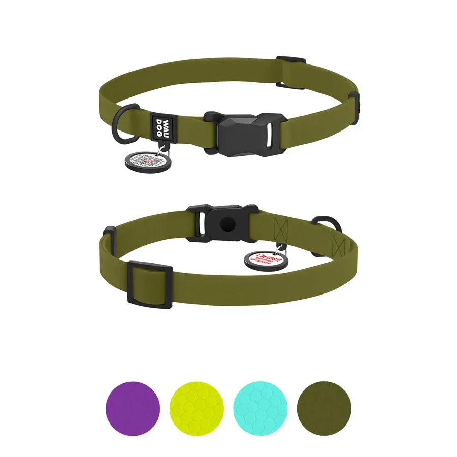 Ошейник для собак водостойкий, S, хаки WAUDOG Magnet Collar