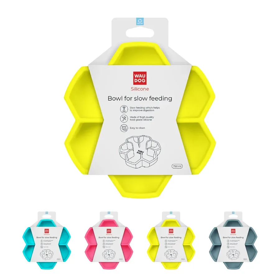 Миска для повільного харчування, 750 мл, жовтий WAUDOG Silicone Bowl