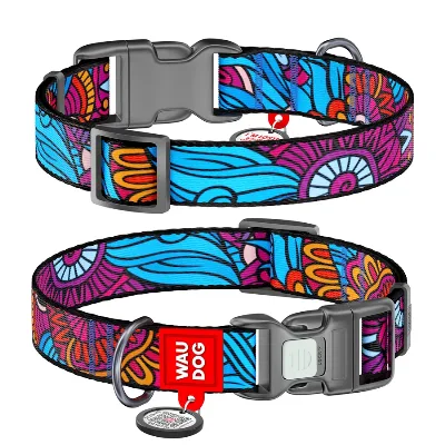Нашийник для собак нейлоновий «Літо», пластикова пряжка, L WAUDOG Nylon Collar Summer