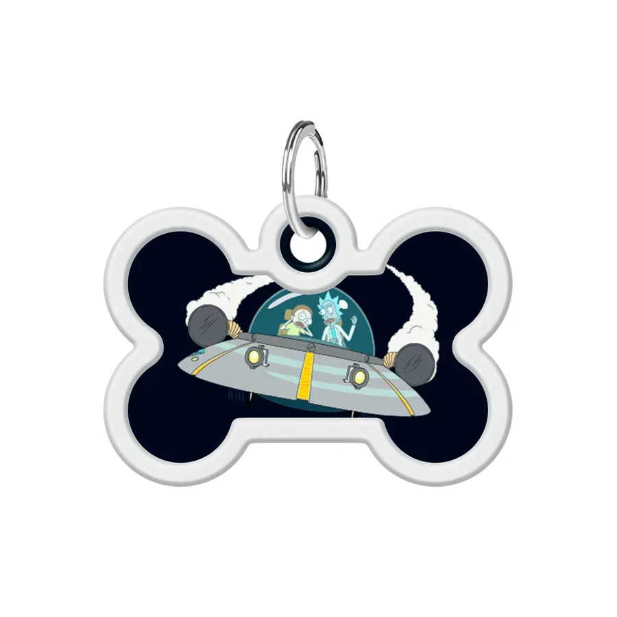 Адресник для собак і котів металевий, кістка «Рік та Морті 1», M WAUDOG Smart ID Tag Rick and Morty 1