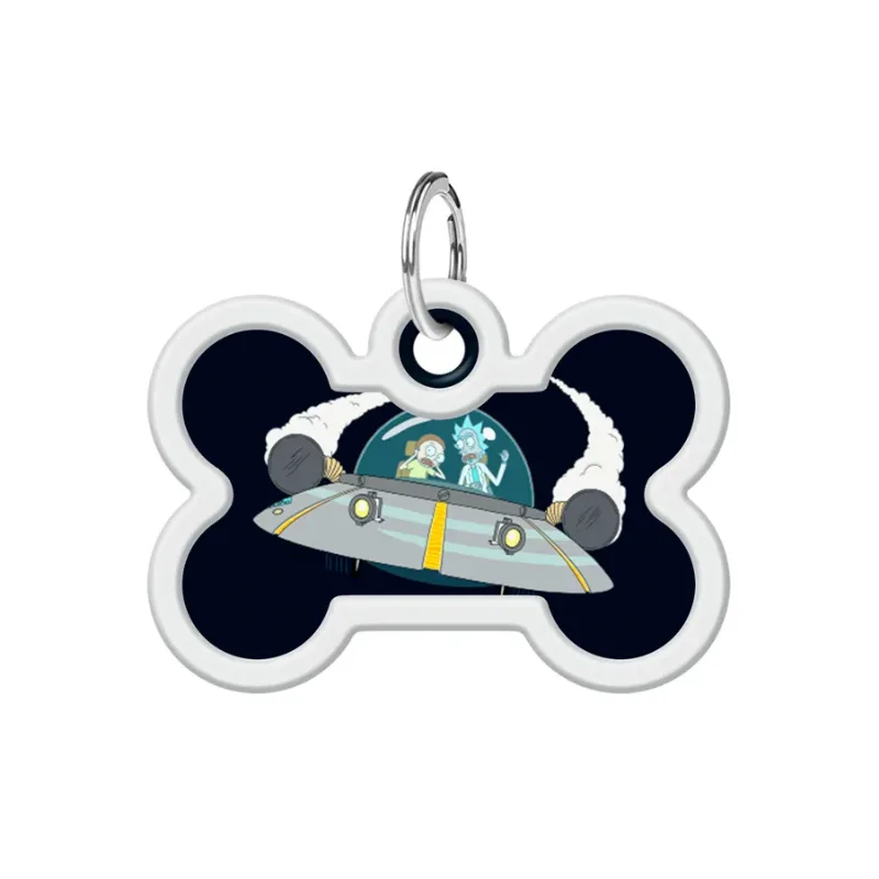 Адресник для собак і котів металевий, кістка «Рік та Морті 1», M WAUDOG Smart ID Tag Rick and Morty 1
