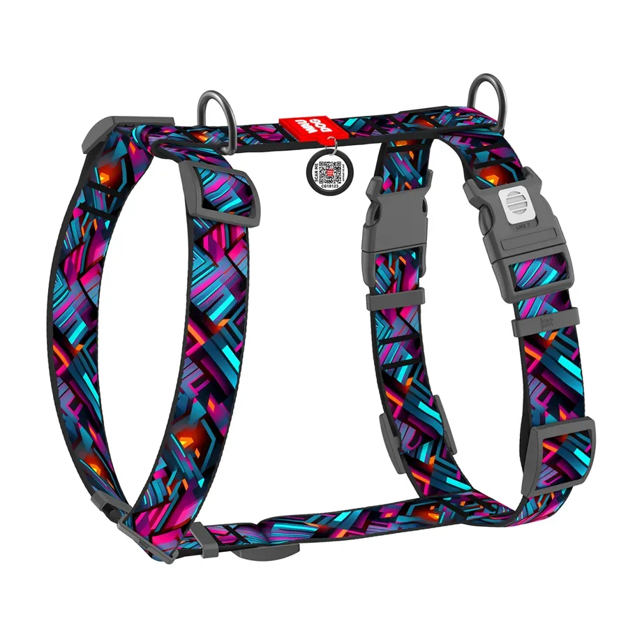 Шлея для собак анатомічна H-подібна «Нескінченні світи», XL WAUDOG Nylon Anatomic Harness Endless Worlds