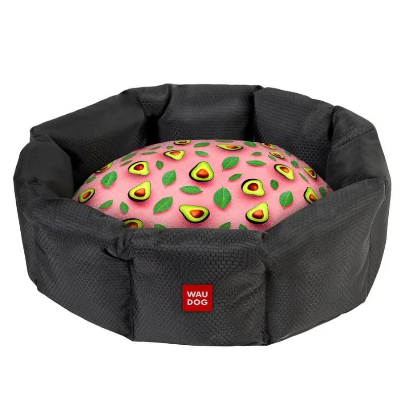 Лежанка для собак «Авокадо на рожевому», M WAUDOG Relax Pet Bed with Cushion Avocado on Pink