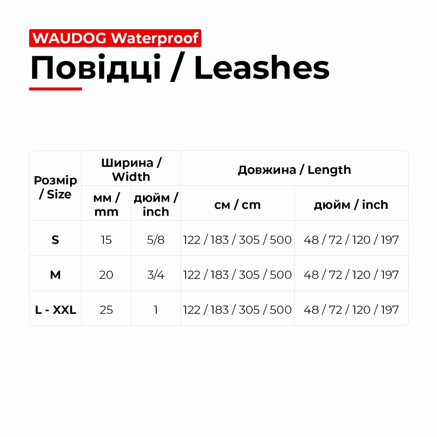 Повідець для собак водостійкий, світловідбивний, 20 мм × 183 см, M, сірий WAUDOG Waterproof Leash