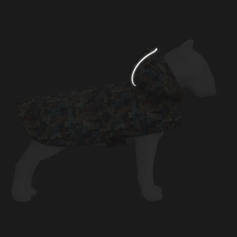 Дощовик-накидка з капюшоном для собак «Блоки», XS WAUDOG Clothes Dog Raincoat Blocks