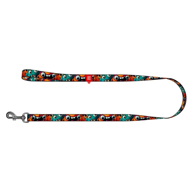 Поводок для собак нейлоновый «Зубастые монстры», 15 мм × 122 см, S WAUDOG Nylon Leash Toothy Monsters