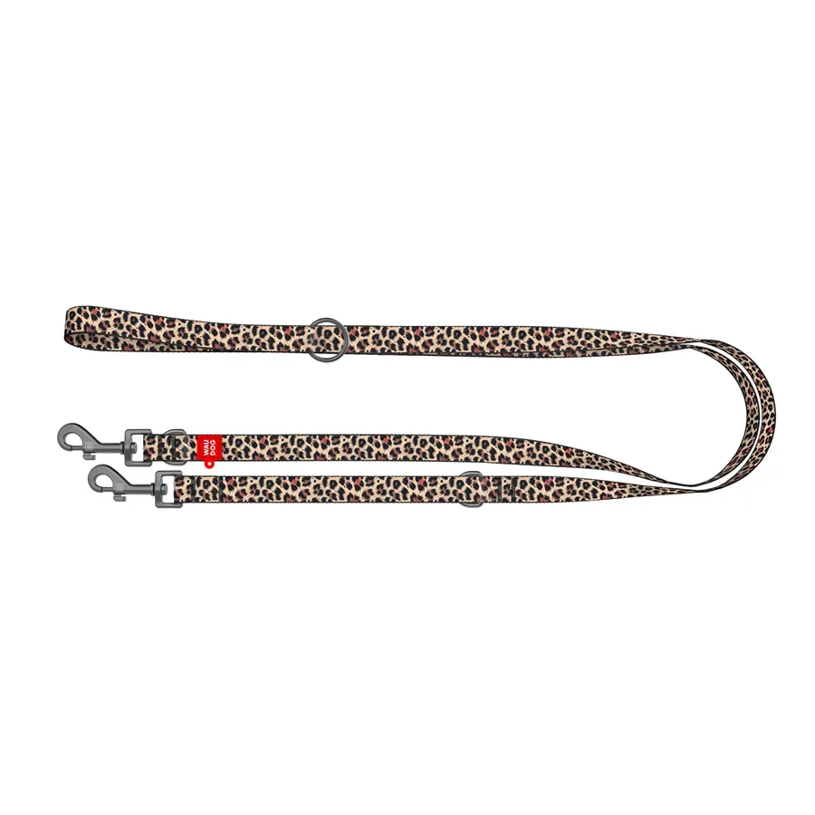 Повідець-перестібка для собак «Леопард», M WAUDOG Nylon Adjustable Leash Leopard