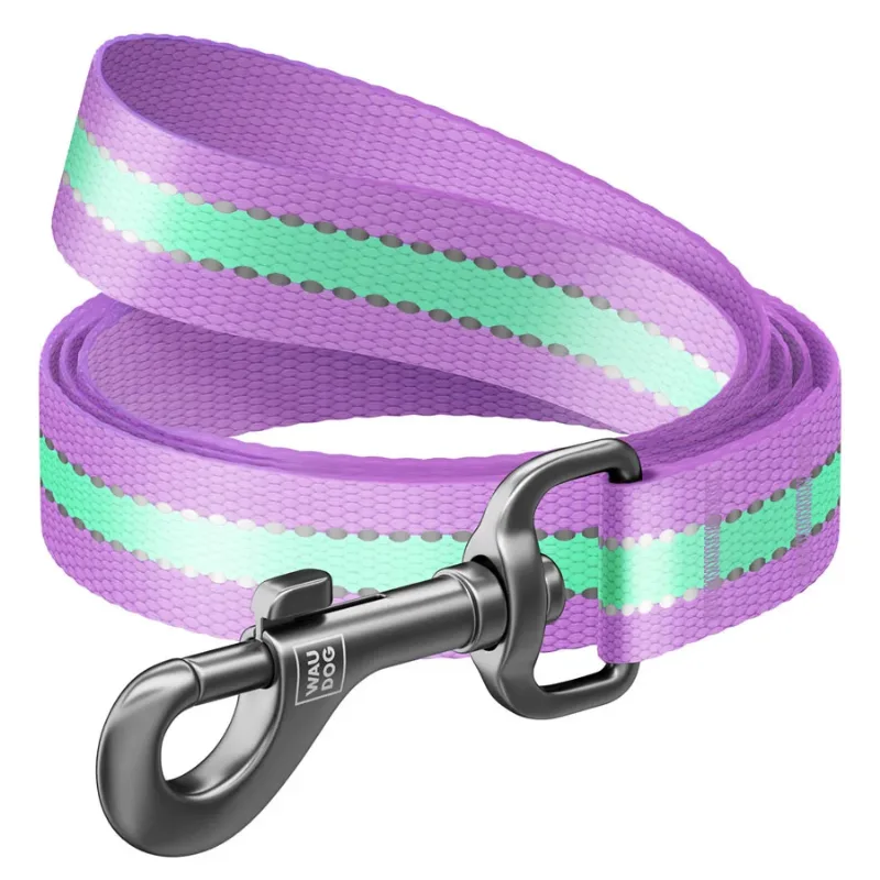 Повідець для собак нейлоновий, світонакоплювальний, M, фіолетовий WAUDOG Nylon Leash