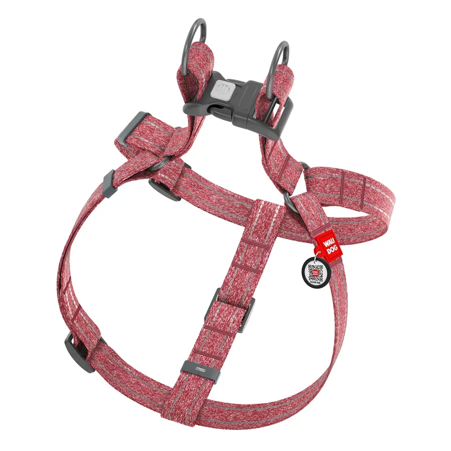 Шлея з відновленої бавовни, світловідбивна, S, червоний WAUDOG Re-cotton Harness