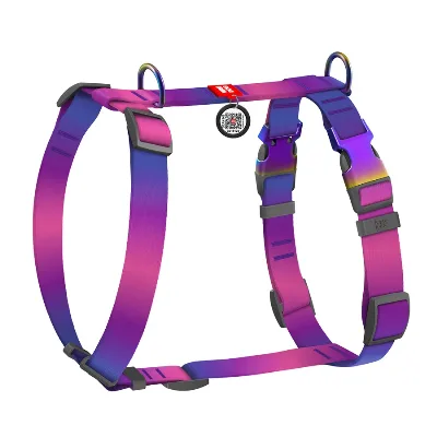 Шлея для собак анатомическая H-образная, градиент, L, фиолетовый WAUDOG Nylon Recycled Anatomic Harness