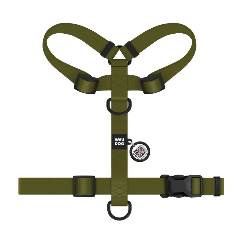 Шлея для собак водостойкая анатомическая Н-образная, L, хаки WAUDOG Magnet Harness