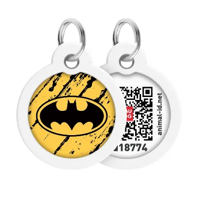 Адресник для собак і котів металевий, коло «Бетмен ескіз», L WAUDOG Smart ID Tag Batman Sketch