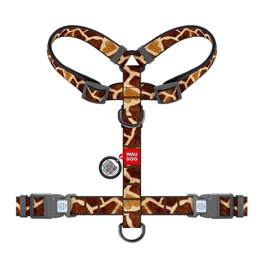 Шлея для собак анатомічна H-подібна «Жираф», M WAUDOG Nylon Harness Giraffe