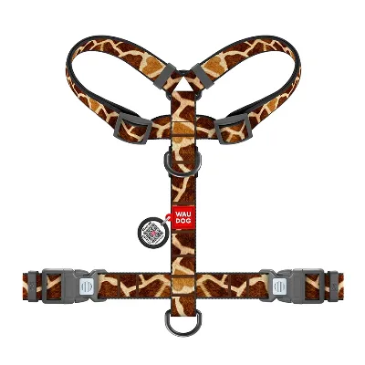 Шлея для собак анатомическая H-образная «Жираф», M WAUDOG Nylon Harness Giraffe