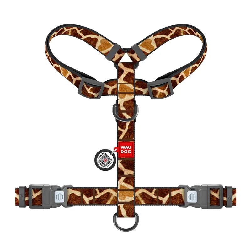 Шлея для собак анатомічна H-подібна «Жираф», M WAUDOG Nylon Harness Giraffe
