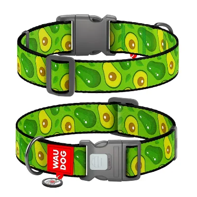 Нашийник для собак нейлоновий «Авокадо», пластикова пряжка, XXL WAUDOG Nylon Collar Avocado