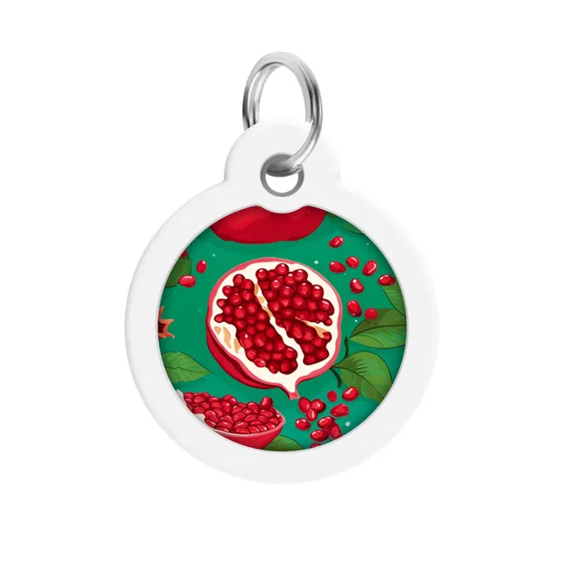 Адресник для собак і котів металевий, коло «Гранати», L WAUDOG Smart ID Tag Pomegranates