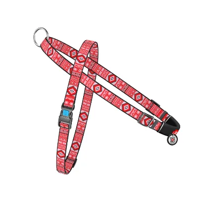 Шлея для собак швидкознімна «Етно червоний», M WAUDOG Nylon Harness Red Ethno