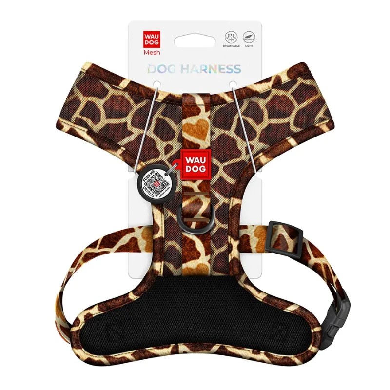 Шлея для собак дихаюча «Жираф», S WAUDOG Mesh Soft Harness Giraffe