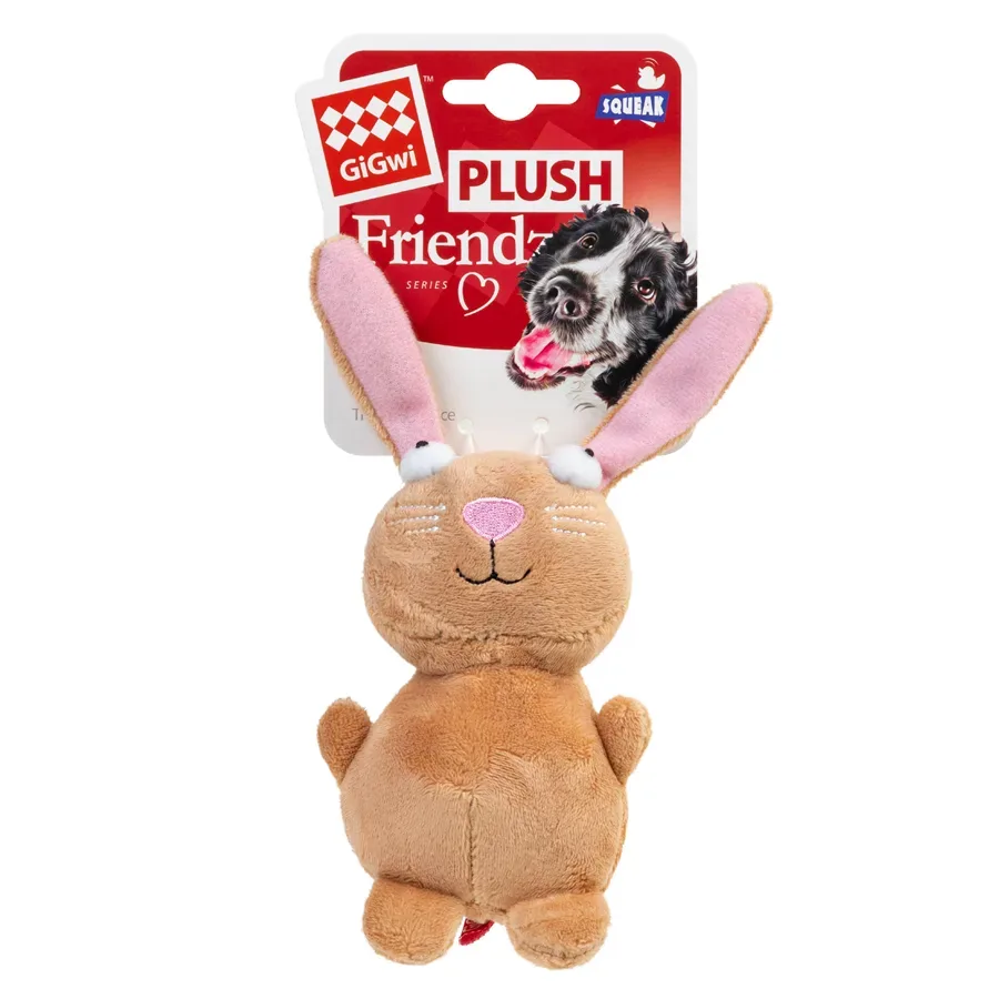 Іграшка для собак Кролик з пищалкою, плюш, 16 см GiGwi Plush Friendz Rabbit Plush Toy