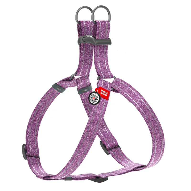 Шлея из восстановленного хлопка, светоотражающая, S, фиолетовый WAUDOG Re-cotton Harness