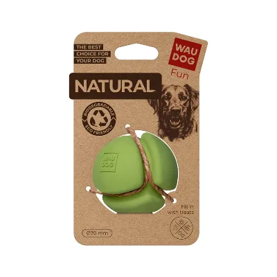 Іграшка для собак М'яч, біорозкладна гума, 7 см, зелена WAUDOG Fun Natural Ball Toy