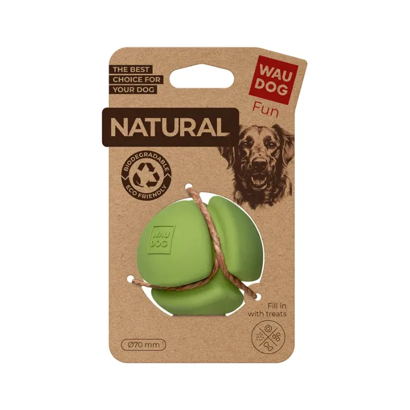 Игрушка для собак Мяч, биоразлагаемая резина, 7 см, зеленая WAUDOG Fun Natural Ball Toy