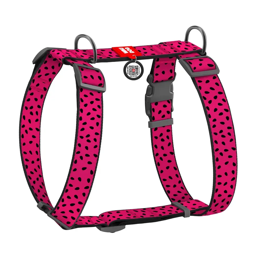 Шлея для собак анатомическая H-образная «Арбуз», XL WAUDOG Nylon Anatomic Harness Watermelon