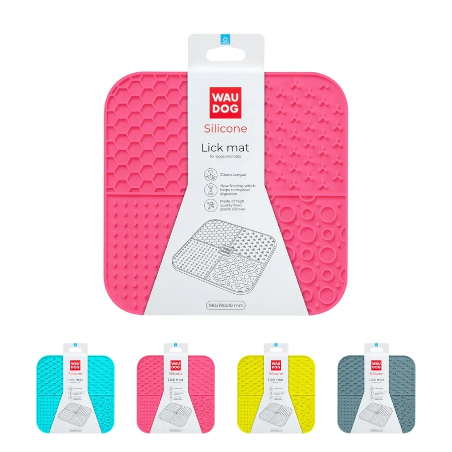 Коврик для слизывания, 190х190х10 мм, розовый WAUDOG Silicone Lick Mat