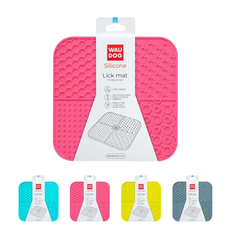 Коврик для слизывания, 190х190х10 мм, розовый WAUDOG Silicone Lick Mat