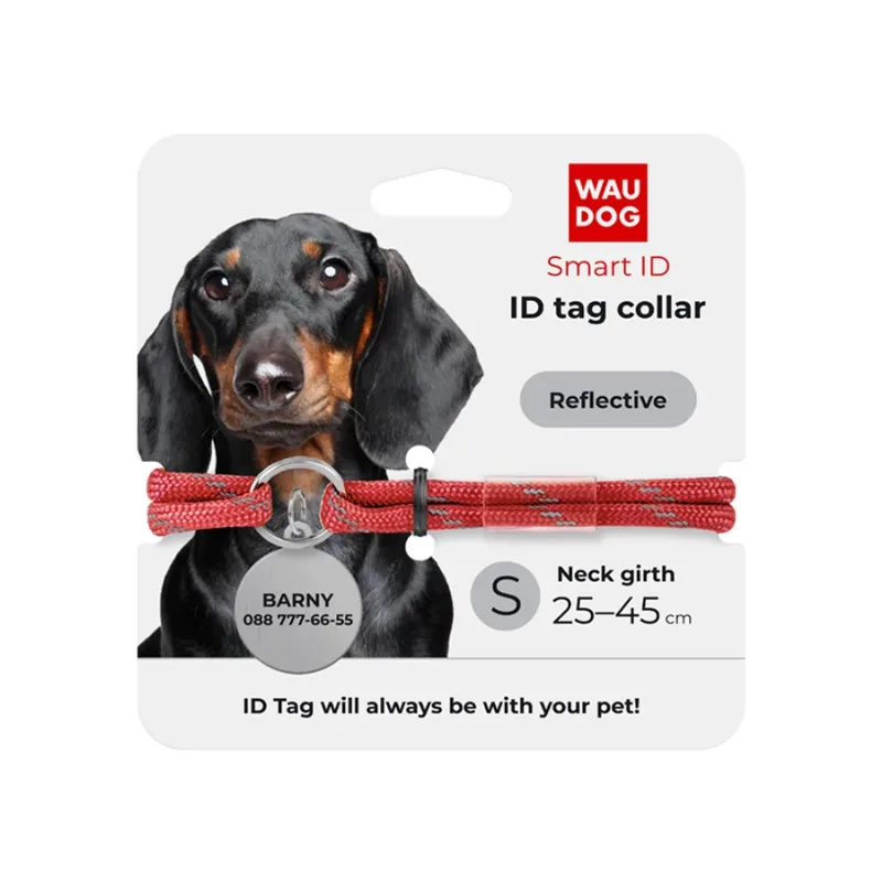 Шнурок для адресника из паракорда, светоотражающий, S, красный WAUDOG Smart ID Tag Cord