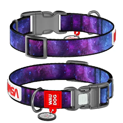 Нашийник для собак нейлоновий «NASA21», пластикова пряжка, L WAUDOG Nylon Collar NASA21