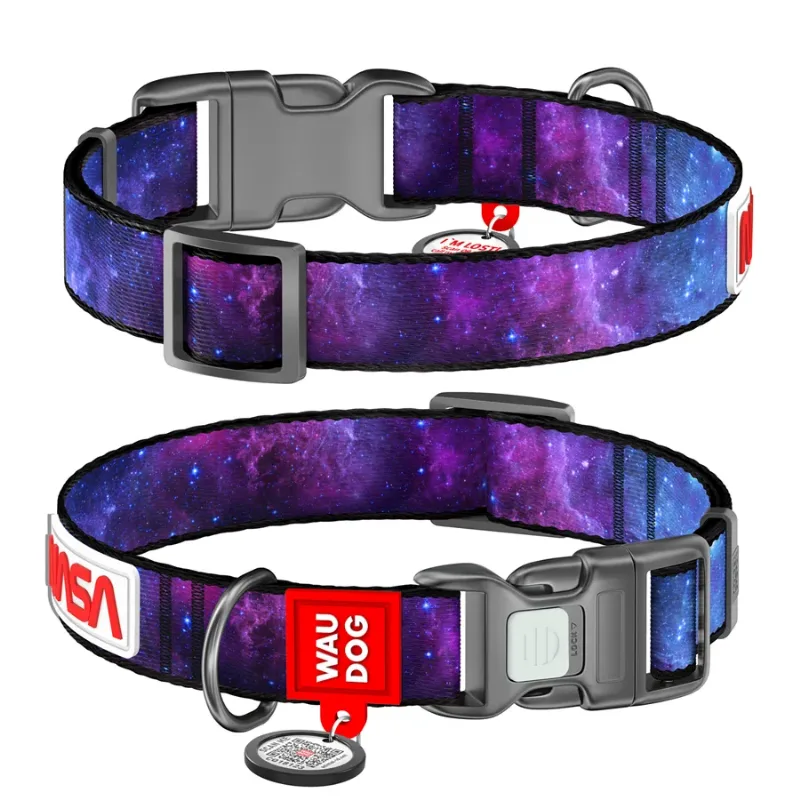 Ошейник для собак нейлоновый «NASA21», пластиковая пряжка, L WAUDOG Nylon Collar NASA21
