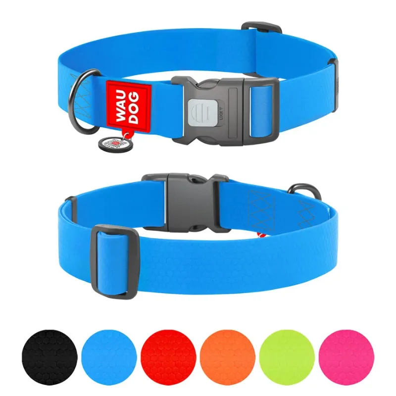 Нашийник для собак водостійкий, пластикова пряжка, XXL, блакитний WAUDOG Waterproof Collar