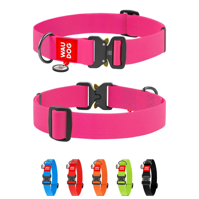 Нашийник для собак водостійкий, металева пряжка, XXL, рожевий WAUDOG Waterproof Collar