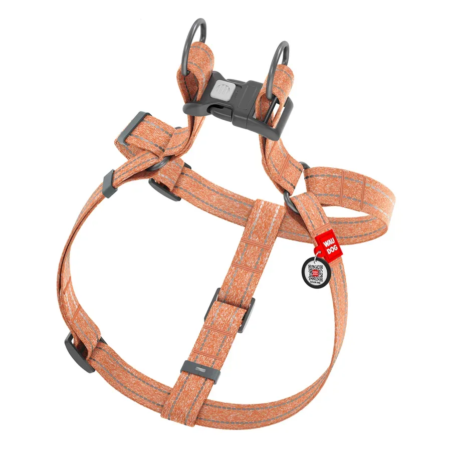 Шлея из восстановленного хлопка, светоотражающая, M, оранжевый WAUDOG Re-cotton Harness
