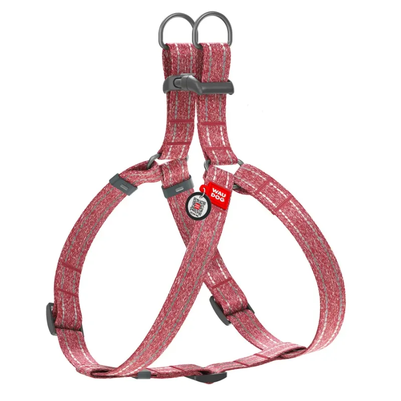 Шлея з відновленої бавовни, світловідбивна, L, червоний WAUDOG Re-cotton Harness