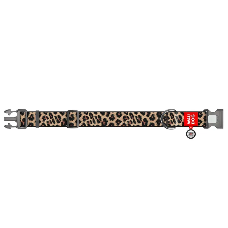 Ошейник для собак нейлоновый «Леопард», XXL WAUDOG Nylon Collar Leopard