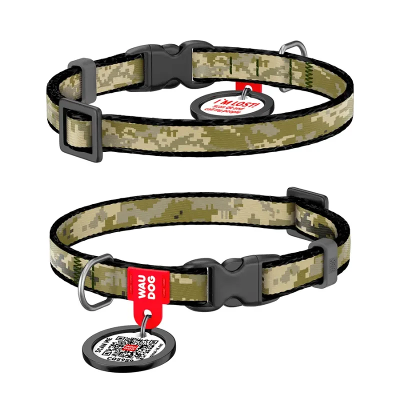 Нашийник для котів та дрібних порід собак нейлоновий «Мілітарі», XS WAUDOG Nylon Collar Military