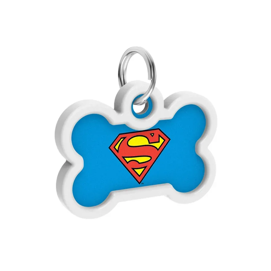Адресник для собак и котов металлический, кость «Супермен-герой», M WAUDOG Smart ID Tag Superman Hero