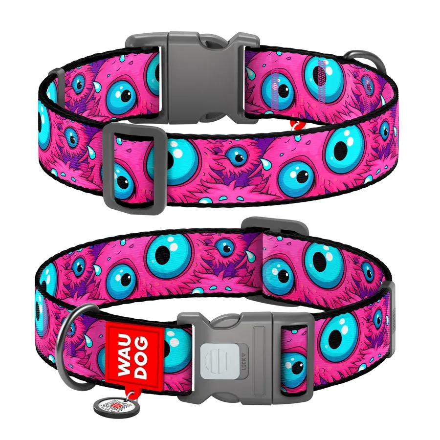 Нашийник для собак нейлоновий «Око монстра», XXL WAUDOG Nylon Collar Monster Eye