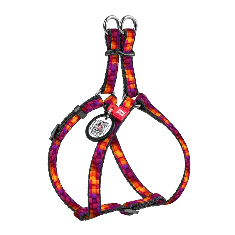 Шлея для котов и мелких пород собак «Кубы 3Д», XS WAUDOG Nylon Harness 3D Cubes