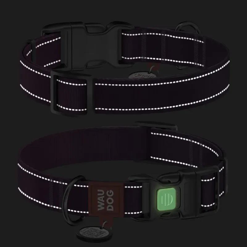 Нашийник для собак нейлоновий, світловідбивний, L, фіолетовий WAUDOG Nylon Mono Collar